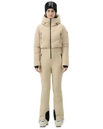 HIGH EXPERIENCE Womens Ski Suit One Piece Snowsuit Snow Slim Jumpsuits Snowboard Outfit Waterproof Insulated Winter Warm (Khaki, Medium) | Amazon (US)