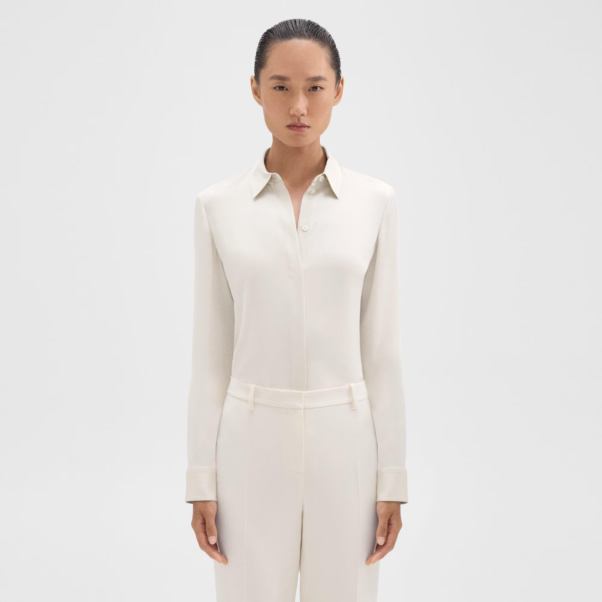 Fitted Shirt in Silk Georgette | Theory