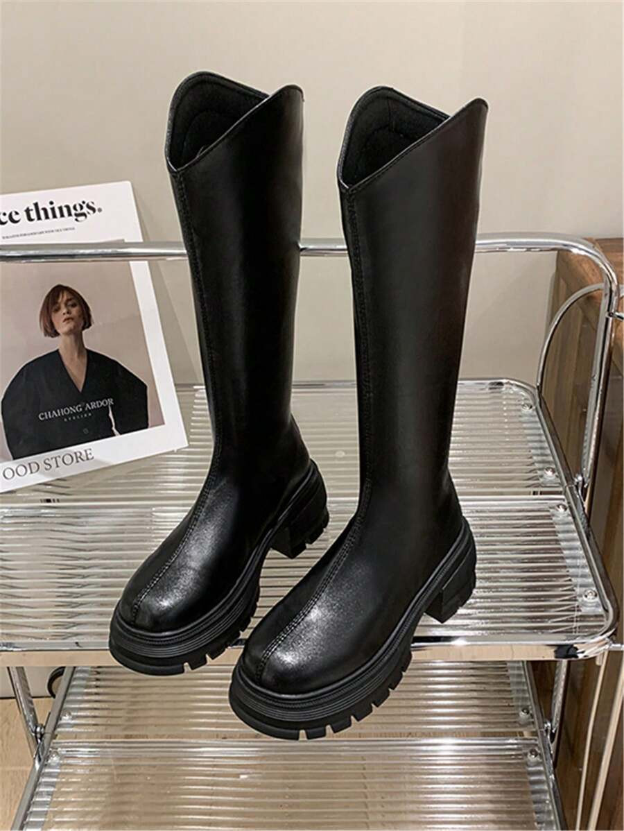 2024 New Short Women Thick Bottom High Heel Riding Boots Over-The-Knee Tall Boots For Short Peopl... | SHEIN