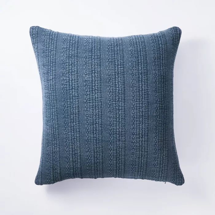 Oversized Square Woven Textured Cotton Pillow Navy - Threshold™ designed with Studio McGee | Target