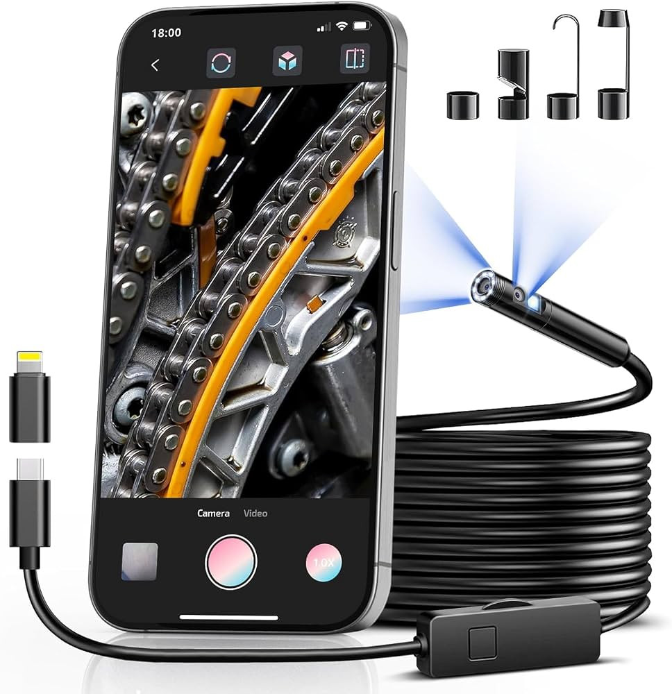 [Dual-Lens] Borescope,Endoscope Camera with Light,1920P Inspection Camera with 8+1 Adjustable LED... | Amazon (US)