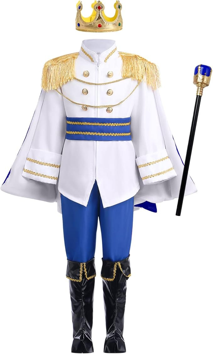 AWIBMK Boys Prince Charming Costume - Kids Medieval Royal King Outfit for Halloween Cosplay Dress... | Amazon (US)