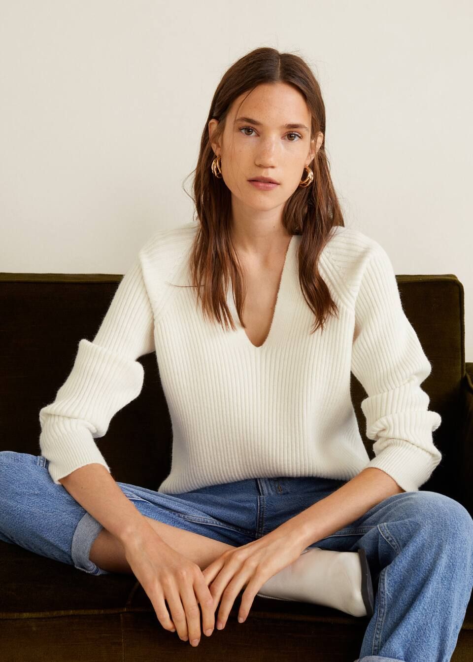 Ribbed knit sweater - f foSweaters Women | MANGO (UK)