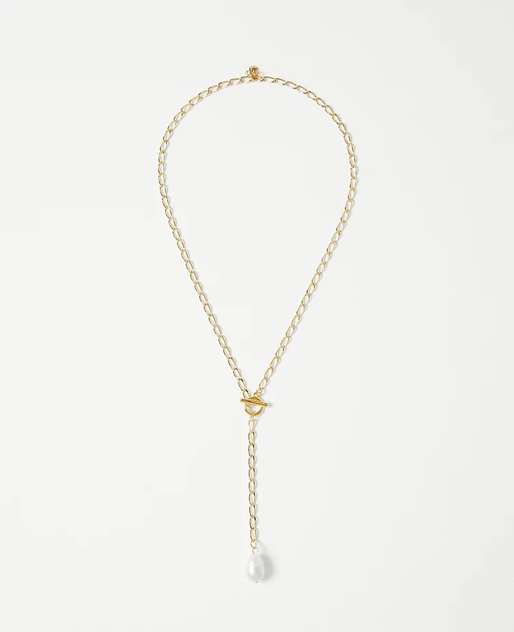 Pearlized Lariat Necklace | Ann Taylor (US)
