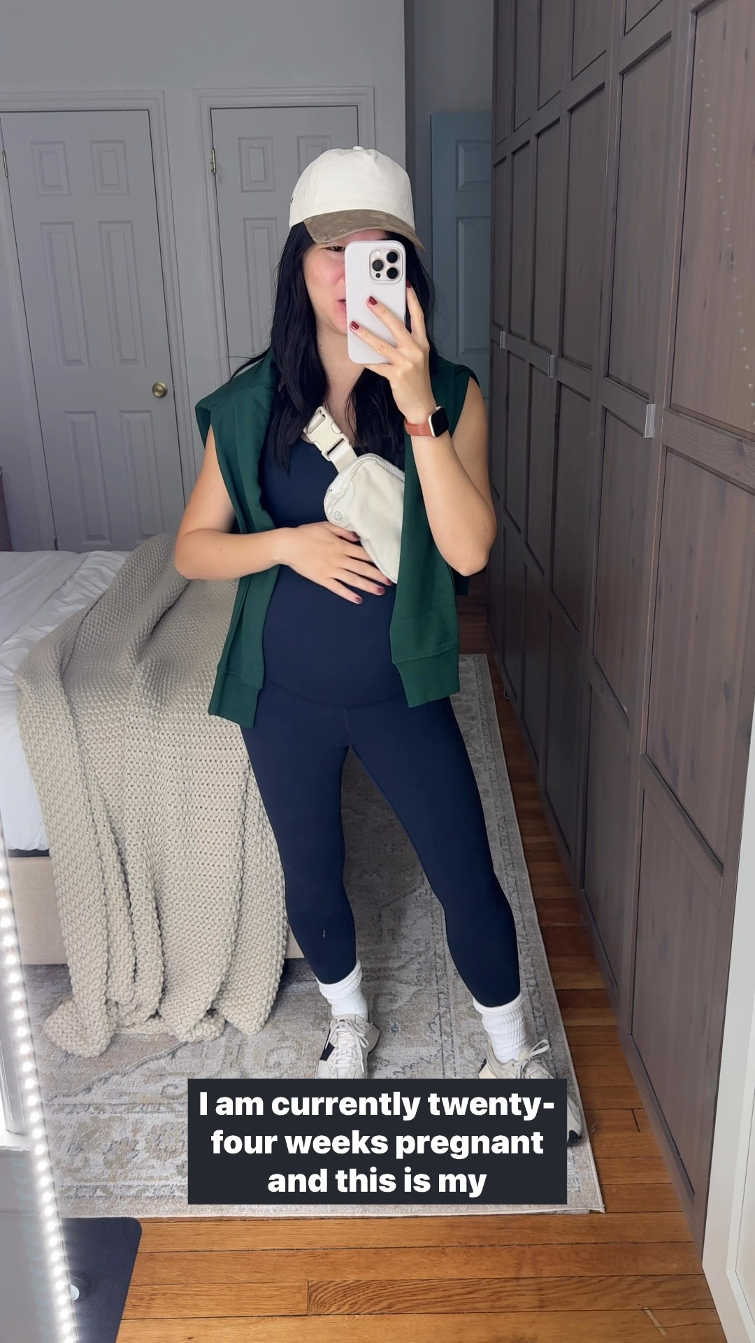 Navy sports bra (S)
Navy workout leggings (XS)
Cream belt bag
Lululemon Everywhere belt bag
Suede baseball cap
New Balance 327 sneakers (TTS)
Maternity outfit
Workout outfit
Athleisure outfit
Amazon leggings
Maternity leggings

#LTKBump #LTKFindsUnder50 #LTKActive