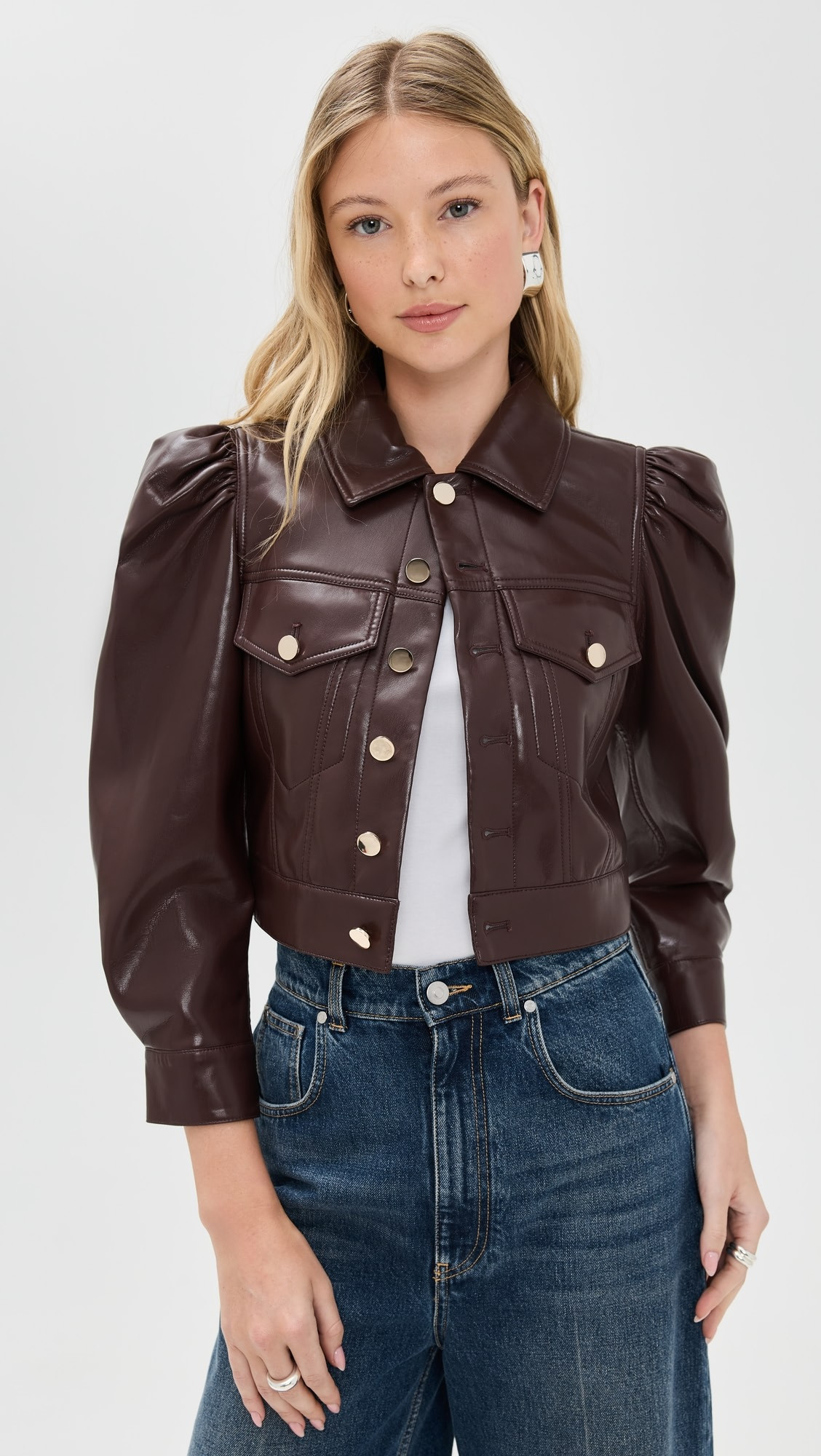 Lana Vegan Leather Puffed Sleeve Jacket | Shopbop
