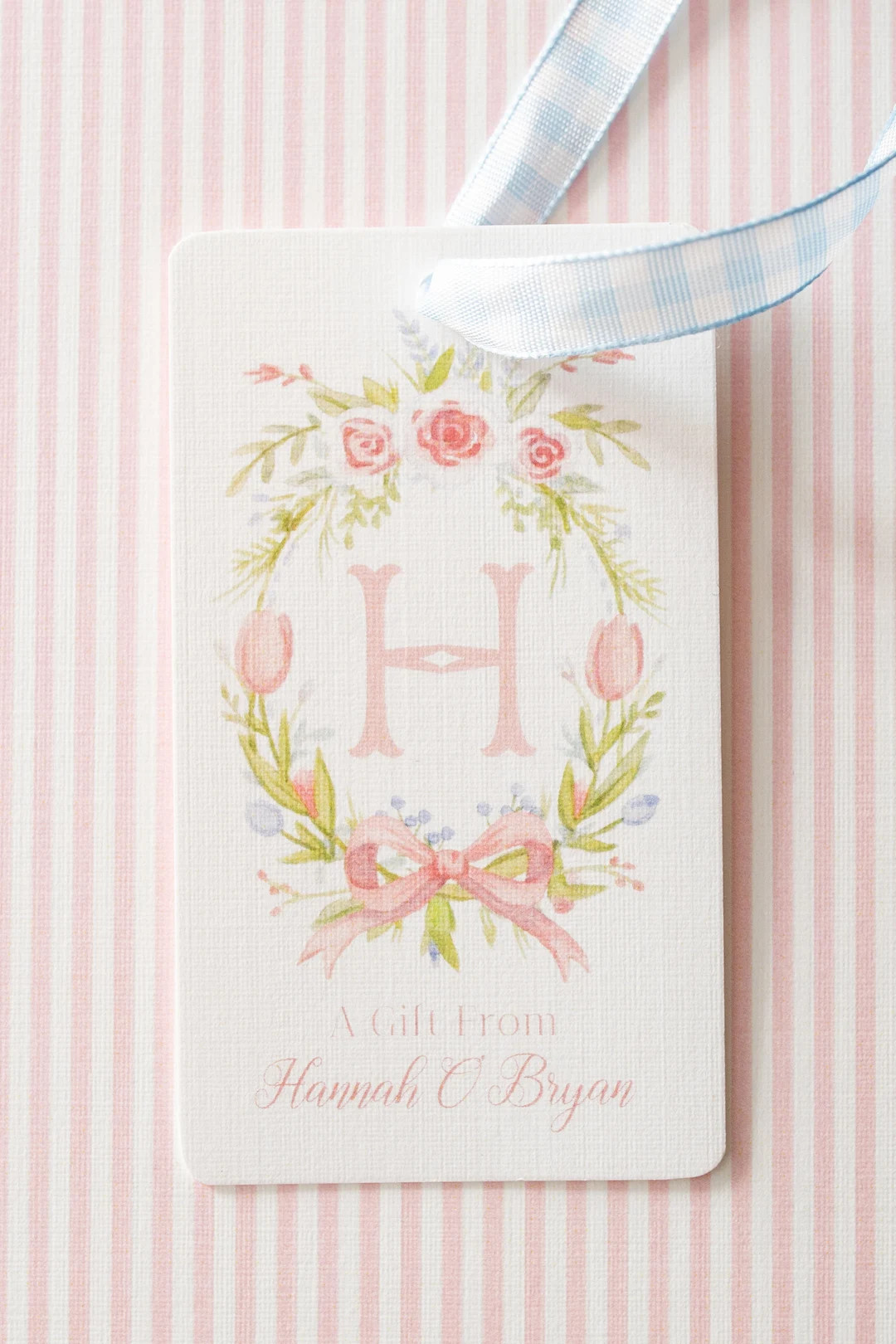 Watercolor Bow Floral Crest Gift Tags - Etsy | Etsy (US)