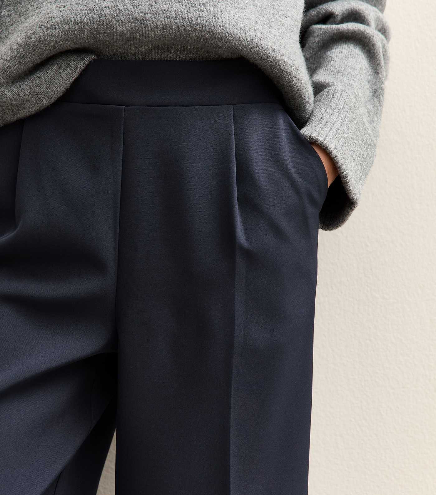 Navy Pull On Wide Leg Trousers | New Look | New Look (UK)