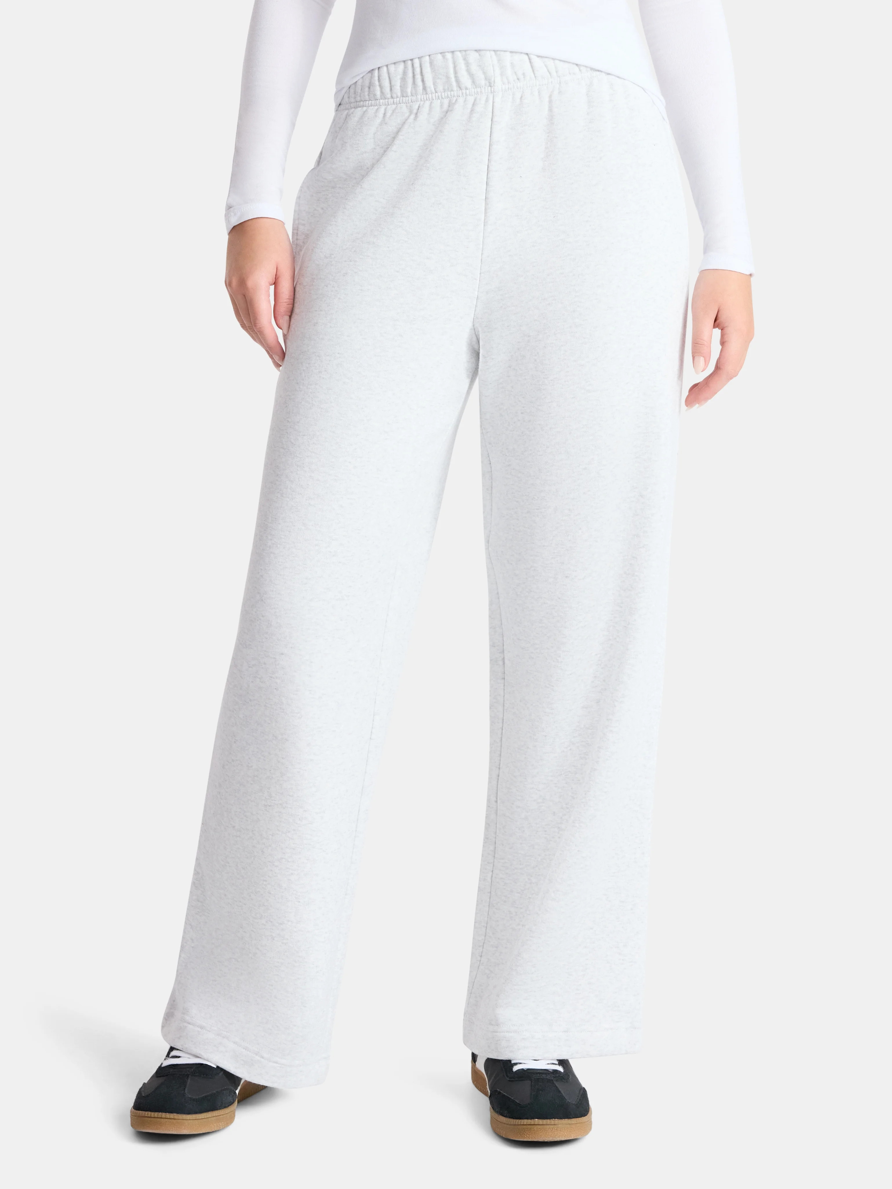 No Boundaries Wide-Leg Foldover Fleece Pants, 30'' Inseam, Women's | Walmart (US)