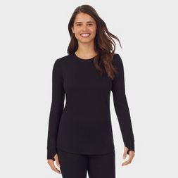 Warm Essentials by Cuddl Duds Women's Everyday Comfort Thermal Crewneck Top - Black | Target