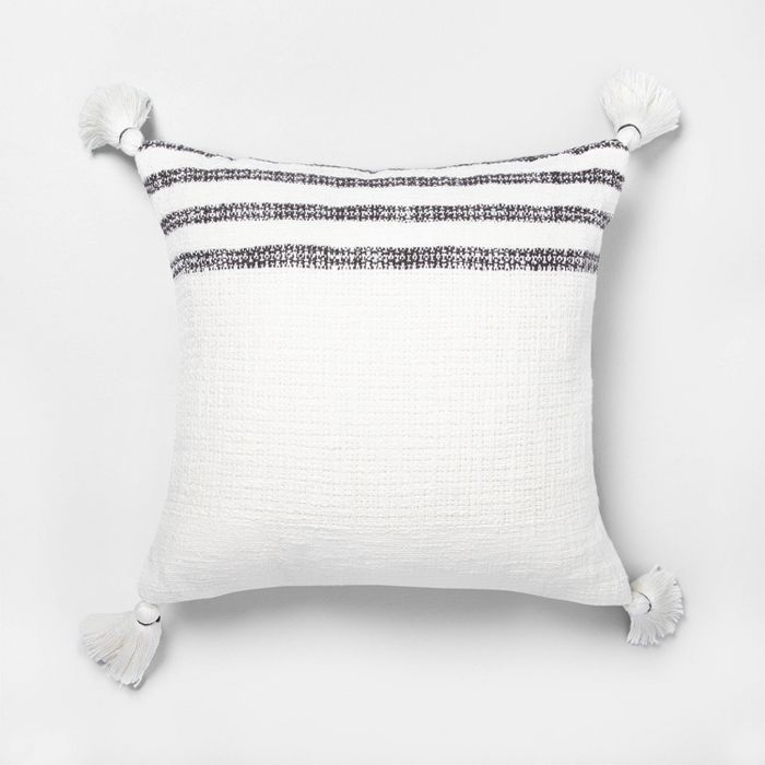 18&#34; x 18&#34; Stripe Throw Pillow Railroad Gray / Sour Cream - Hearth &#38; Hand&#8482; with ... | Target