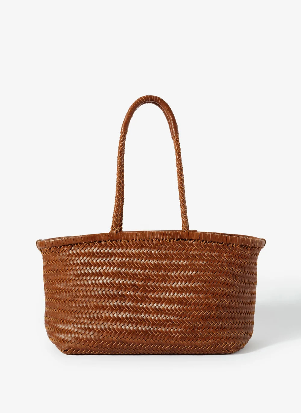 Rae Tan Leather Woven Tote Bag | Mint Velvet