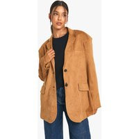 Womens Faux Suede Blazer - Brown - S | boohoo (US & Canada)