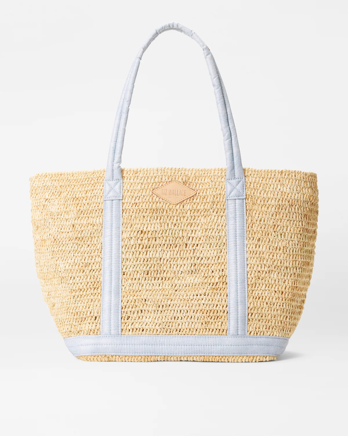 Medium Lightweight Raffia Tote in Chambray | MZ Wallace | MZ Wallace