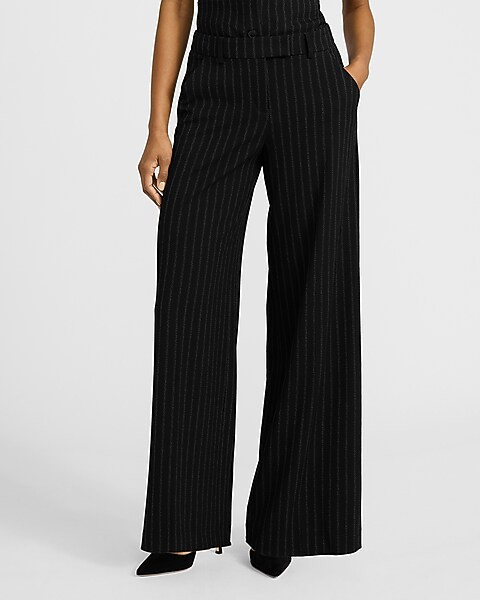 Editor Striped Mid Rise Wide Leg Pant | Express