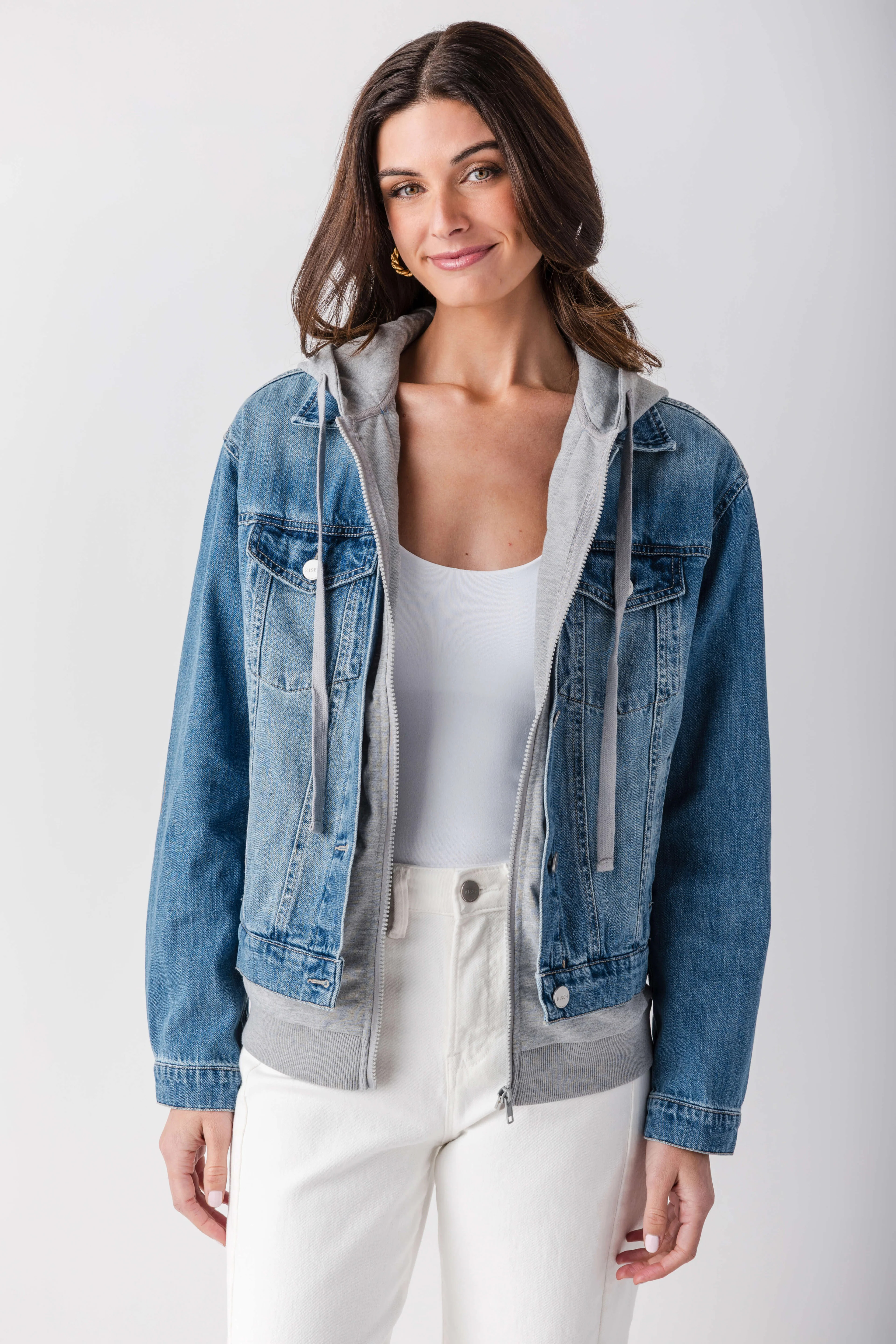 Risen Denim Sweatshirt Jacket | Social Threads