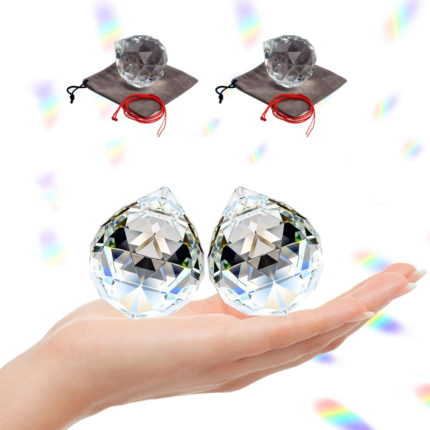 2 Pieces 60mm Hanging Prism Pendant, 2.36inch Crystal Prisms Rainbow Maker Crystal Sunshinecatchers  | Amazon (US)
