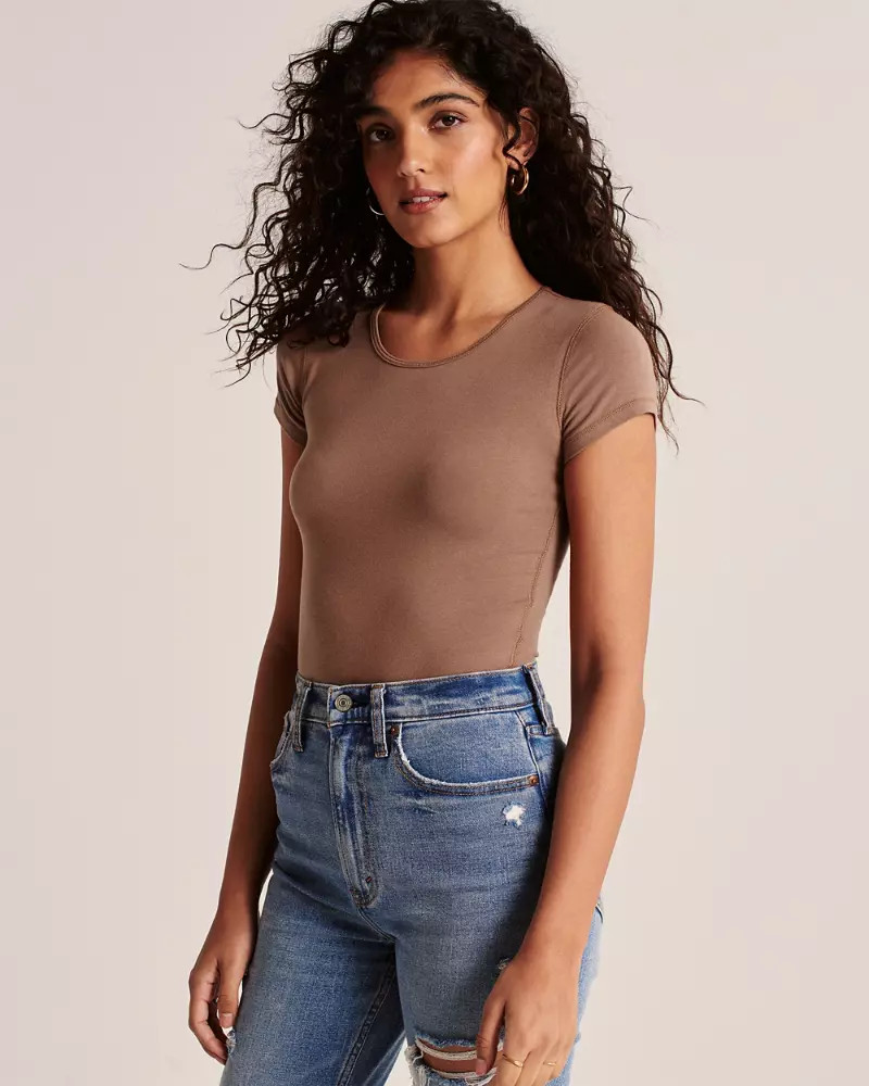 Short-Sleeve Crewneck Bodysuit | Abercrombie & Fitch US & UK
