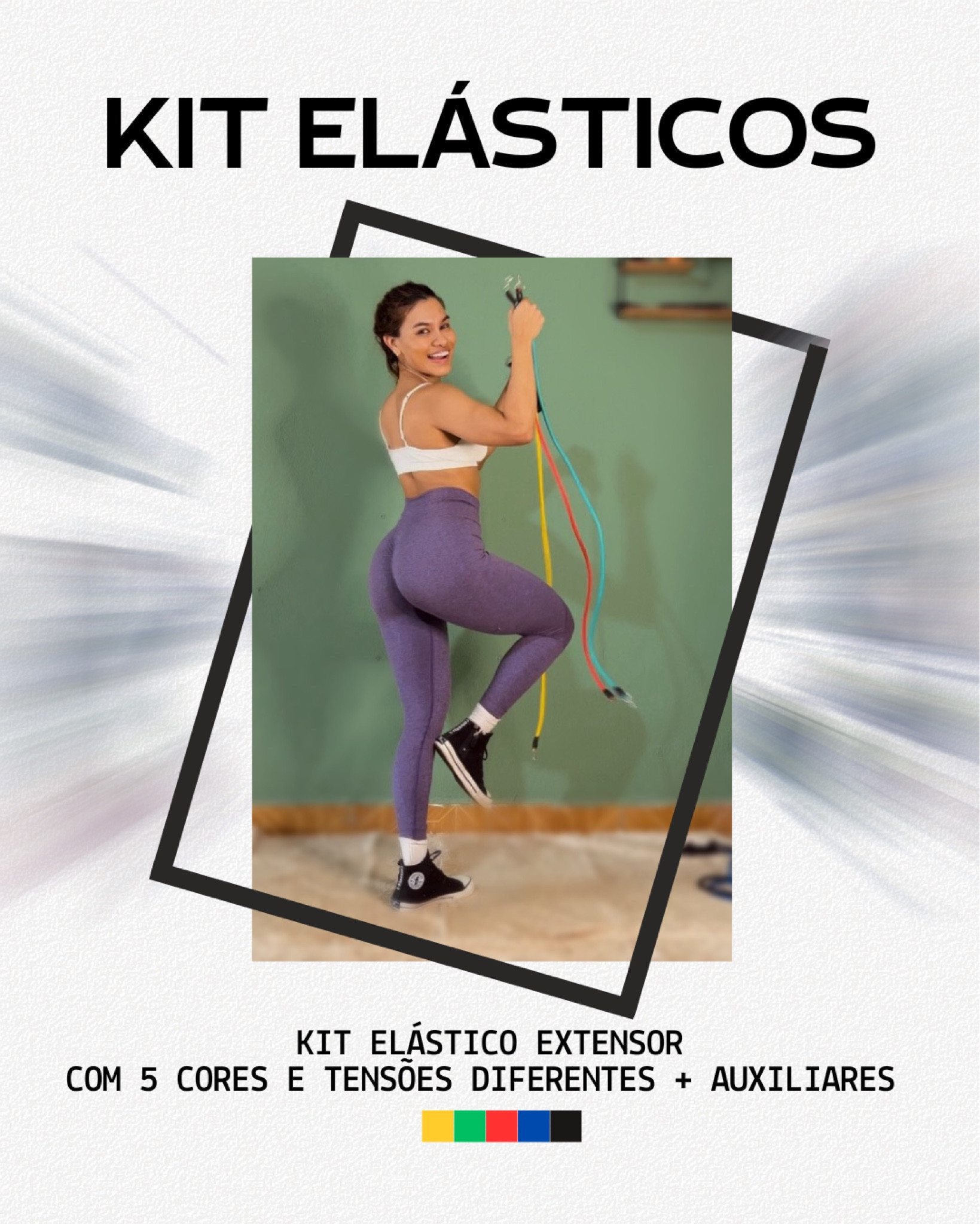 KIT ELÁSTICOS EXTENSORES
O kit ideal para treinos de força, resistência, yoga e pilates. 
Contém; 5 elásticos com cores e tensões diferentes + auxiliares (pegadores, tiras de tornozelos e ancora para travar porta) 

#LTKbrasil #LTKfitness #LTKitbag