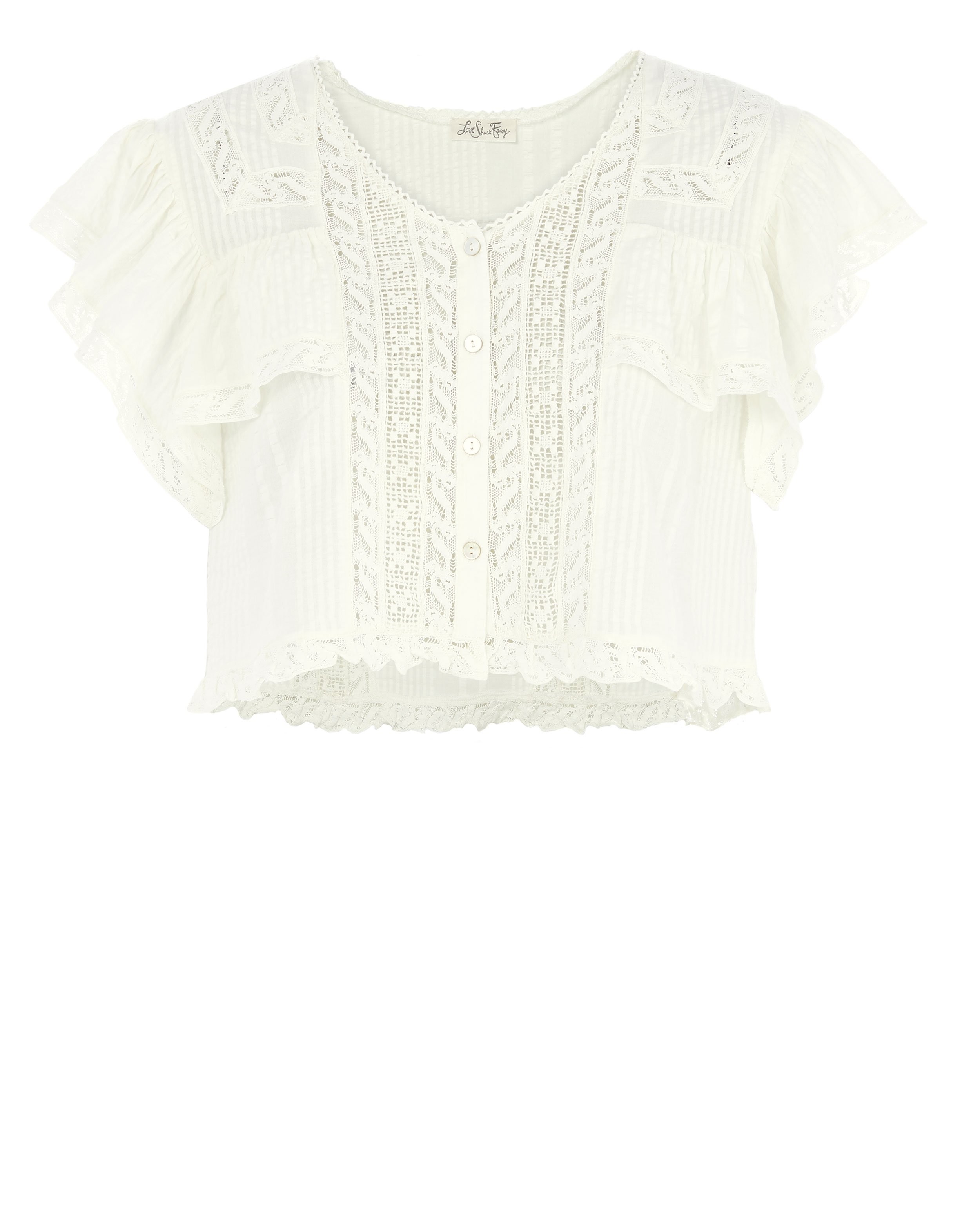 LOVESHACKFANCY Maggie Crop Top White P | Intermix