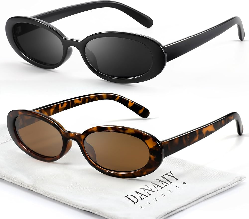 DANAMY Sunglasses Womens Retro Oval Sunglasses for Women Men Fashion Small Oval Sun Glasses 90s V... | Amazon (US)