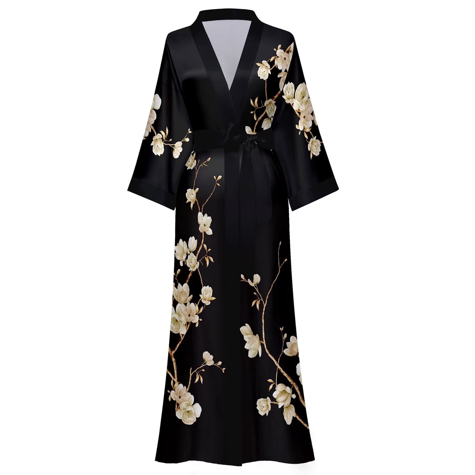 AMITOFO Women's Long Silky Kimono Robe Floral Satin Bathrobe, Pink, One Size - Walmart.com | Walmart (US)