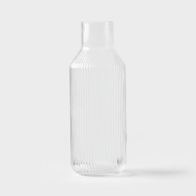 Ribbed Glass Carafe Clear - Threshold™: Dishwasher-Safe Beverage Server, 50oz Cold Drink Pitcher, Cadmium-Free Glass | Target
