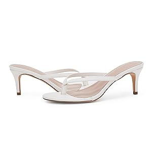 Coutgo Women's Kitten Heel Flip Flops Slip On Thong Slide Sandals Comfortable Summer Beach Shoes | Amazon (US)