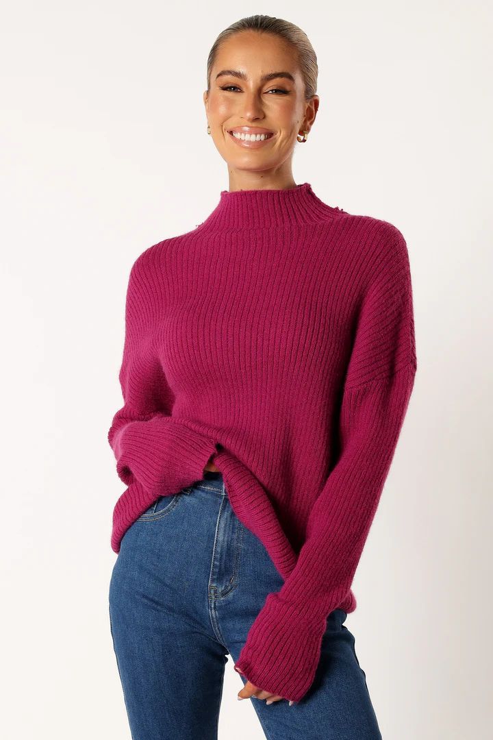 Kora Mock Neck Knit Sweater - Plum | Petal & Pup (US)
