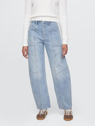 High Rise Seamed Barrel Jeans | Gap (US)