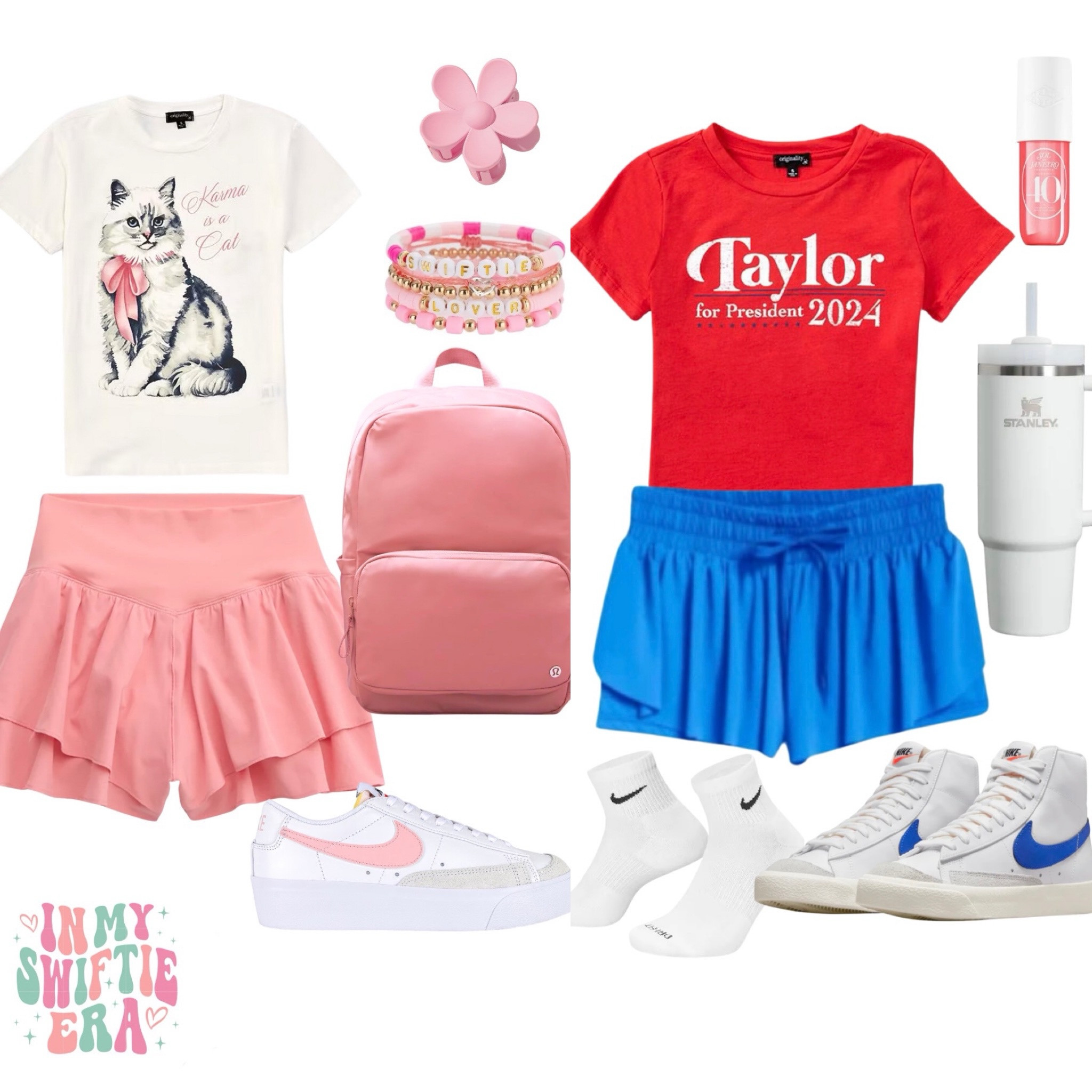 Back to school for the swiftie girl 
Taylor swift tees (m/L)
Nike blazers (5) 
Lululemon backpack 

#LTKFamily #LTKBacktoSchool #LTKKids