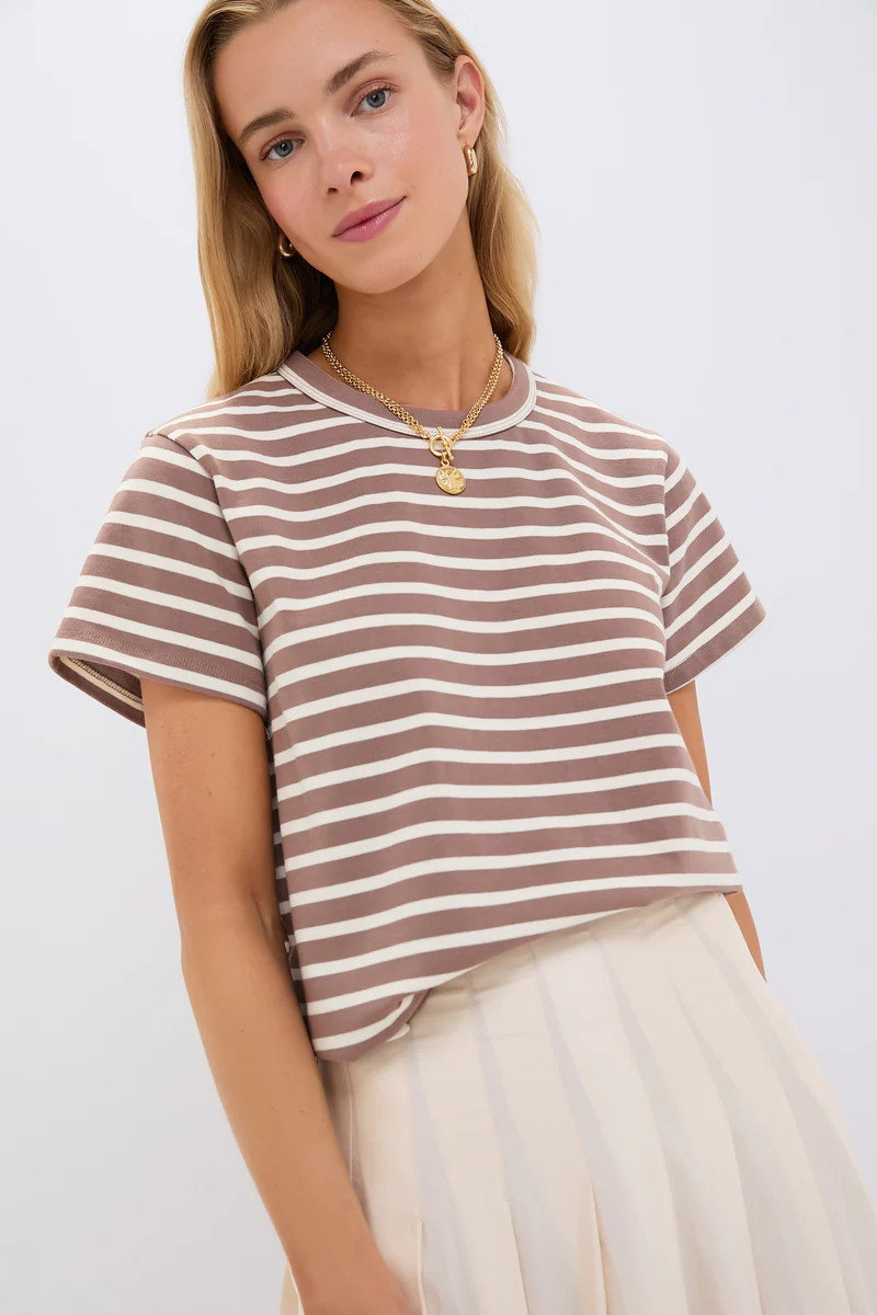 Mocha Stripe Parker Classic Tee | Tuckernuck (US)