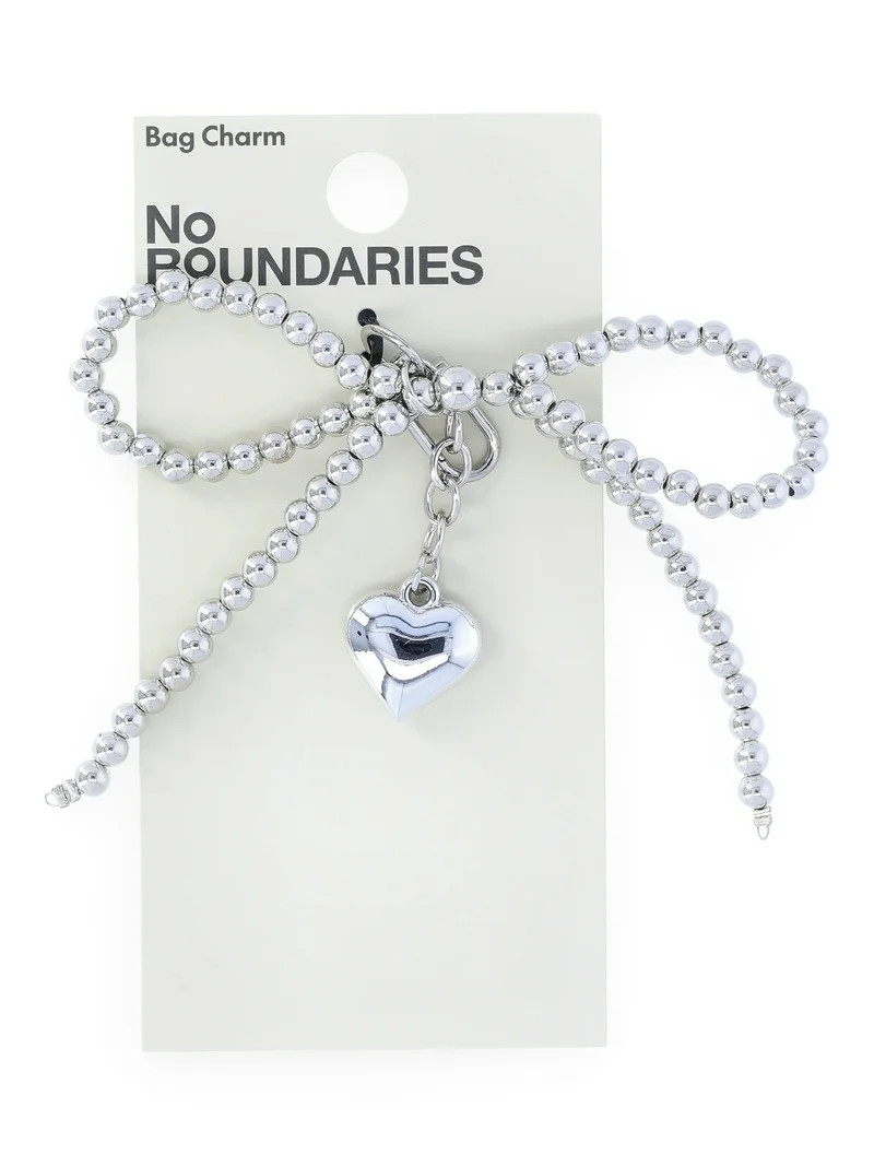 No Boundaries Women's Bag Charm, Silver Beaded Bow | Walmart (US)