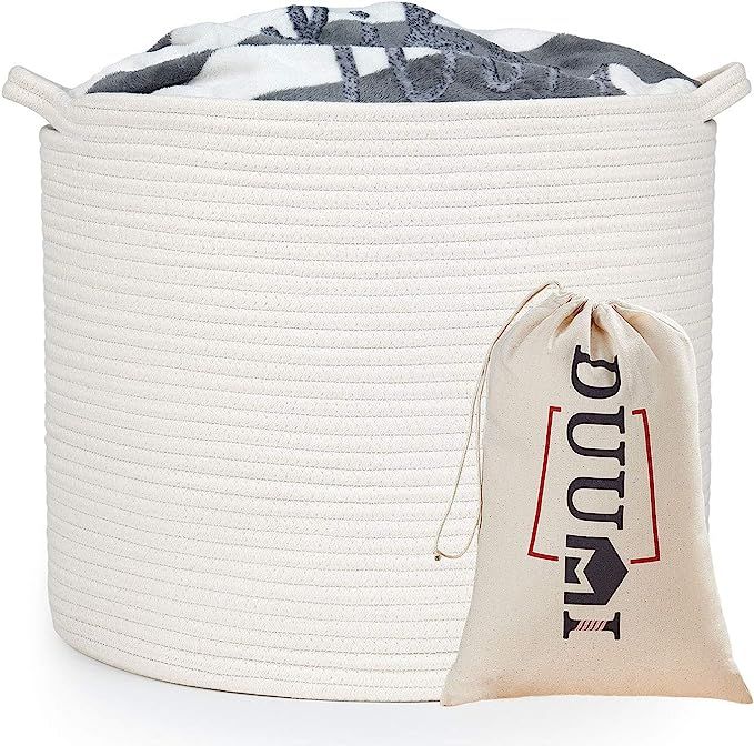 DUUMI Rope Baskets 17"x17"x15" Large Storage Baskets,Woven Nursery Bins,Cotton Baskets,,White Bas... | Amazon (US)