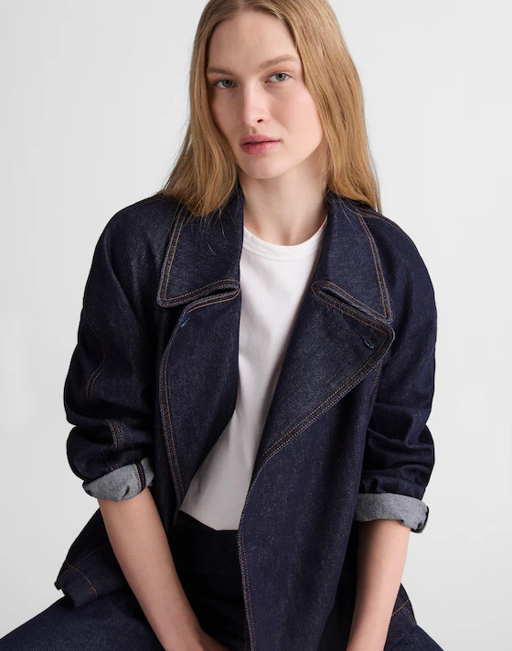 Denim Double-Breasted Crop Trench Coat | Madewell