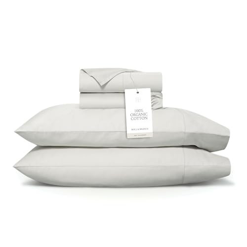 BOLL & BRANCH Signature Hemmed Sheet Set - Full, Mist - Luxury 100% Organic Cotton - Includes 1 Flat, 1 Fitted, 2 Pillowcases - Buttery Soft | Amazon (US)