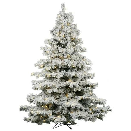 Vickerman 7.5ft Prelit Flocked Alaskan Pine Artificial Christmas Tree with 900 Clear LED Lights | Walmart (US)