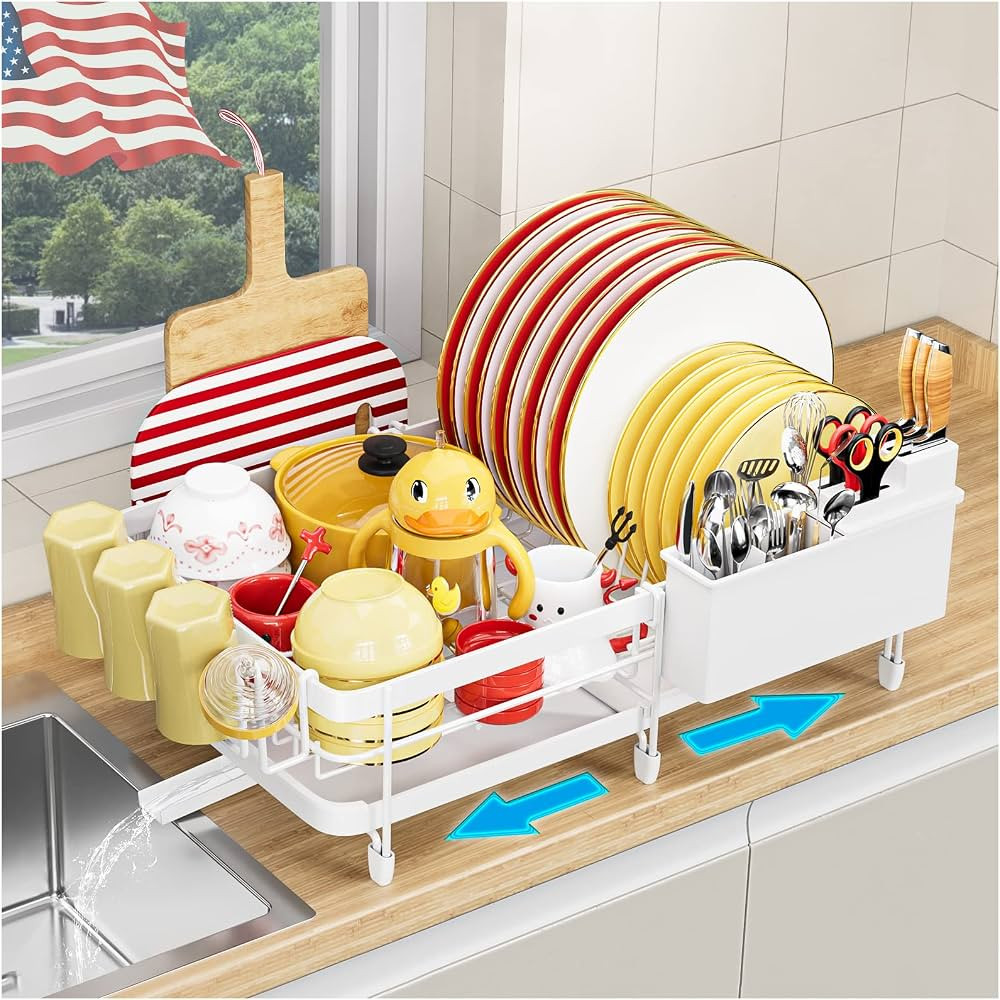 YKLSLH Expandable Dish Drying Rack Dish Racks for Kitchen Counter, Space Saving Dish Rack,Durable... | Amazon (US)