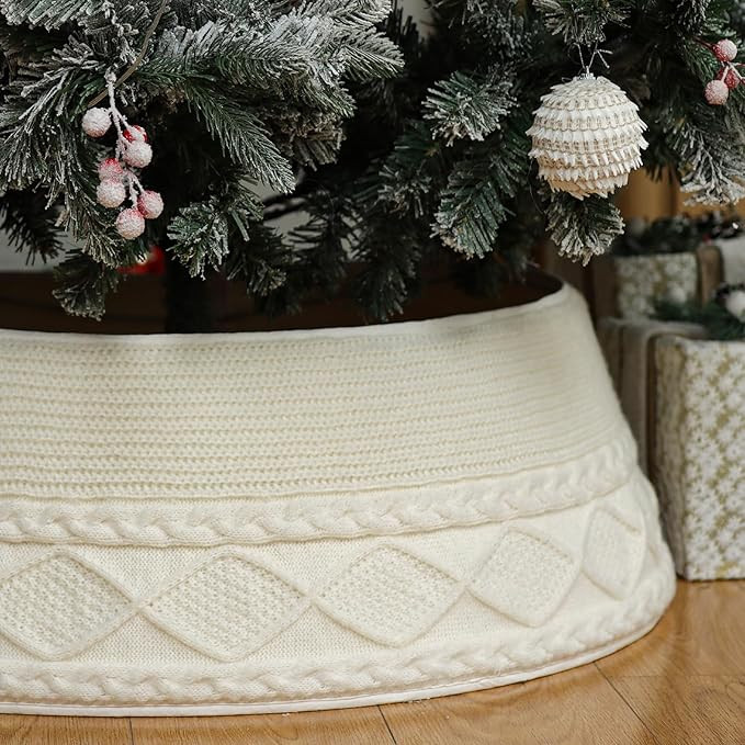 Knitted Christmas Tree Collar - 30'' Christmas Tree Stand Base Cover for Artificial Trees - Xmas ... | Amazon (US)