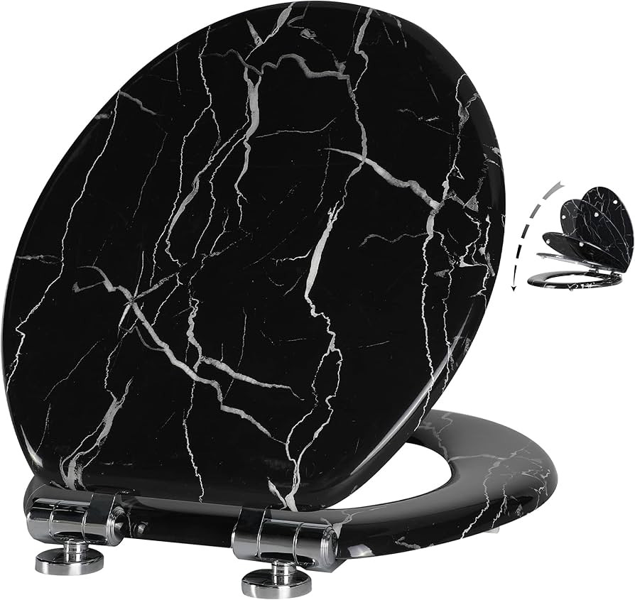 Angel Shield Marble Toilet Seat Durable Molded Wood with Quiet Close,Easy Clean\uff0cQuick-Releas... | Amazon (US)
