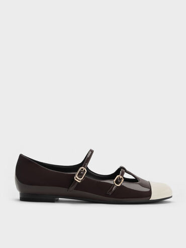 Double-Strap T-Bar Mary Janes
 - Dark Brown | Charles & Keith UK
