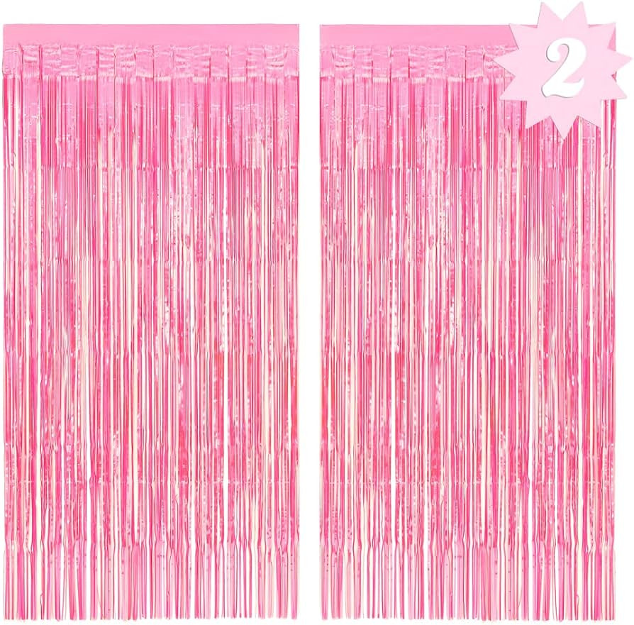 xo, Fetti Decorations Hot Pink Iridescent Fringe Foil Curtain - Set of 2 | Bachelorette Party Bri... | Amazon (US)