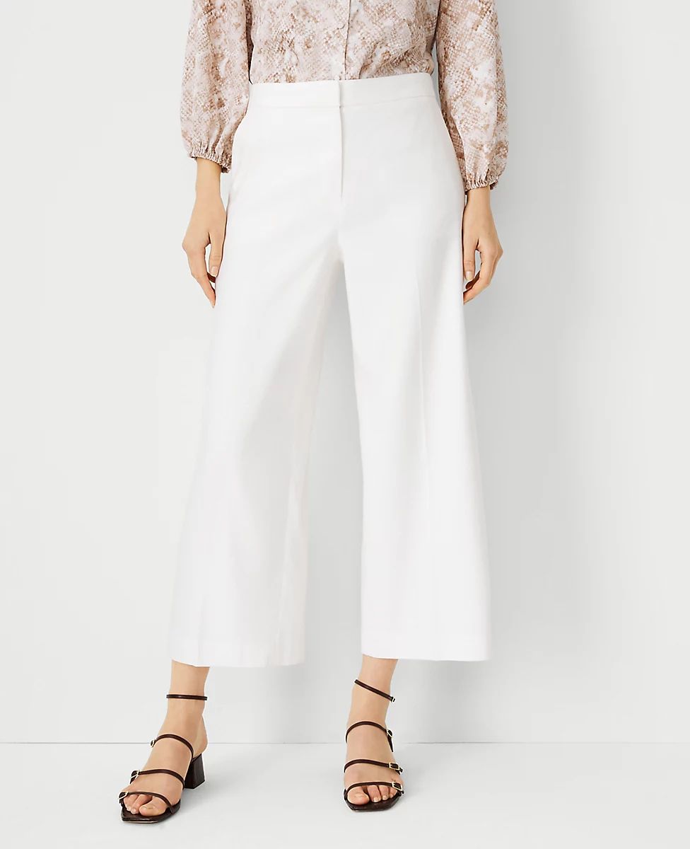 The Cropped Wide Leg Pant in Linen Herringbone | Ann Taylor (US)