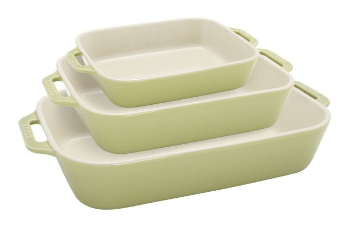 Staub Stoneware 3-pc, Rectangular Baking Dish Set, light green | The ZWILLING Group Cutlery & Cookware