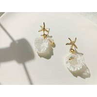 Gold Starfish Earrings/Sea Shell Pearl Dangle Earrings/Starfish With Seashell Earrings/Summer Earrings/Beach & Tropical Gifts | Etsy (US)