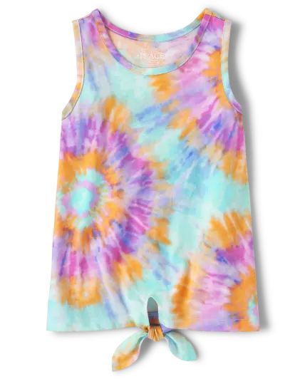 Girls Tie Dye Tie Front Tank Top - day dreamer | The Children's Place