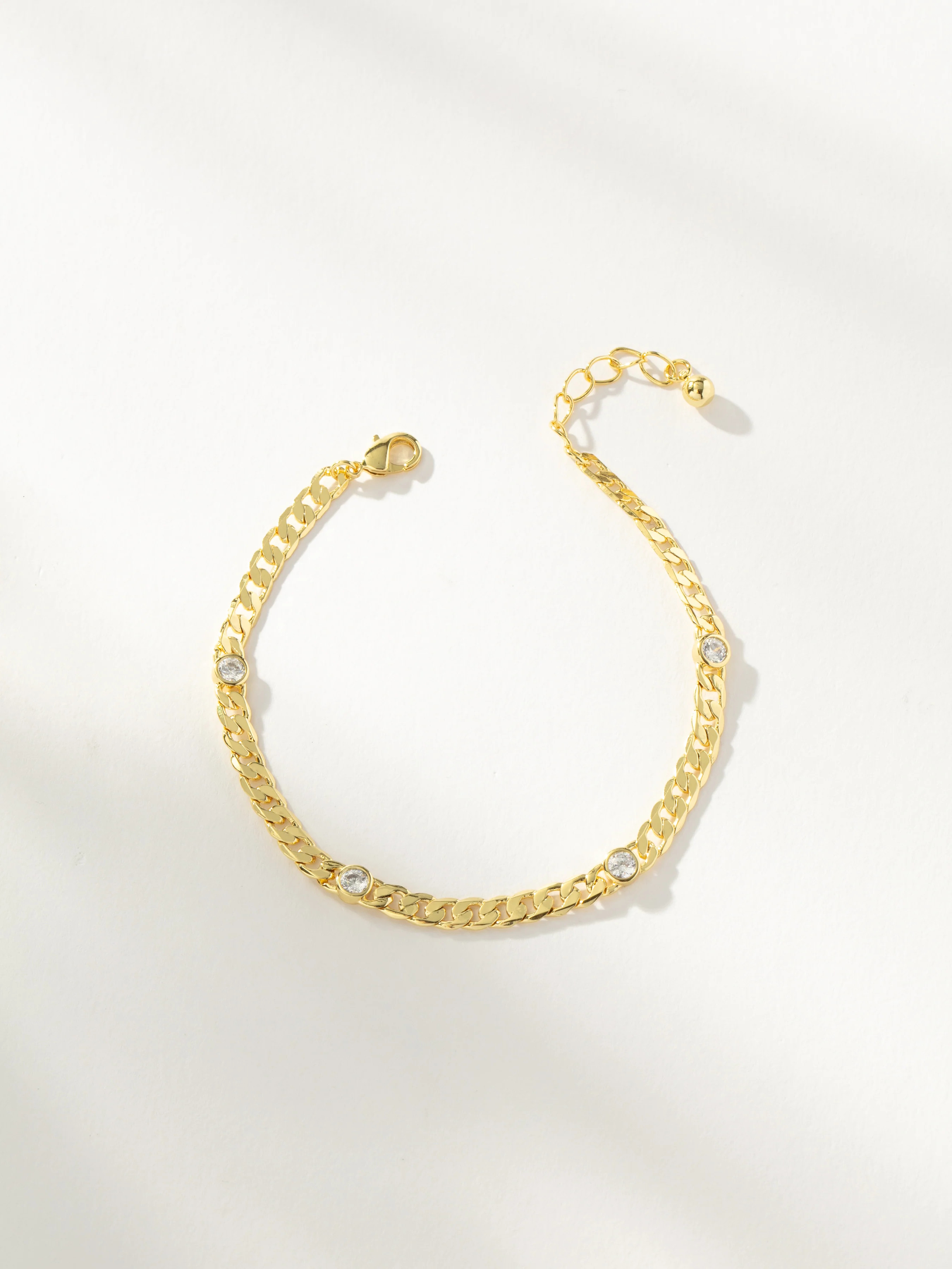 Gold Bradley Cubic Zirconia Stone Curb Chain Bracelet | Uncommon James | Uncommon James
