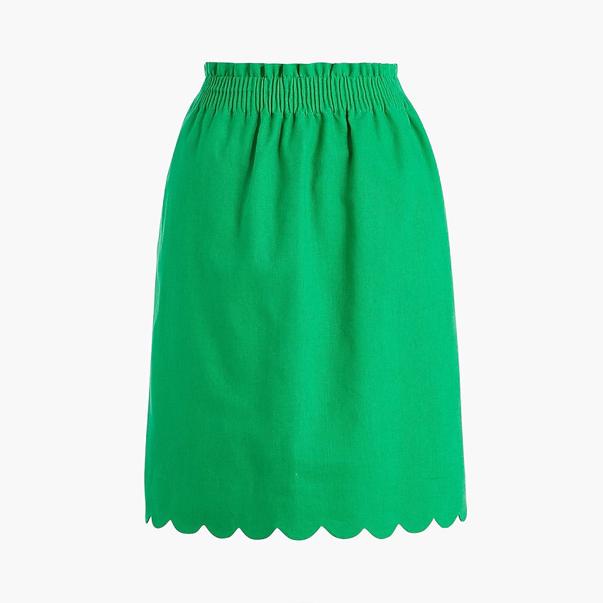 Scalloped linen-cotton skirt | J.Crew Factory