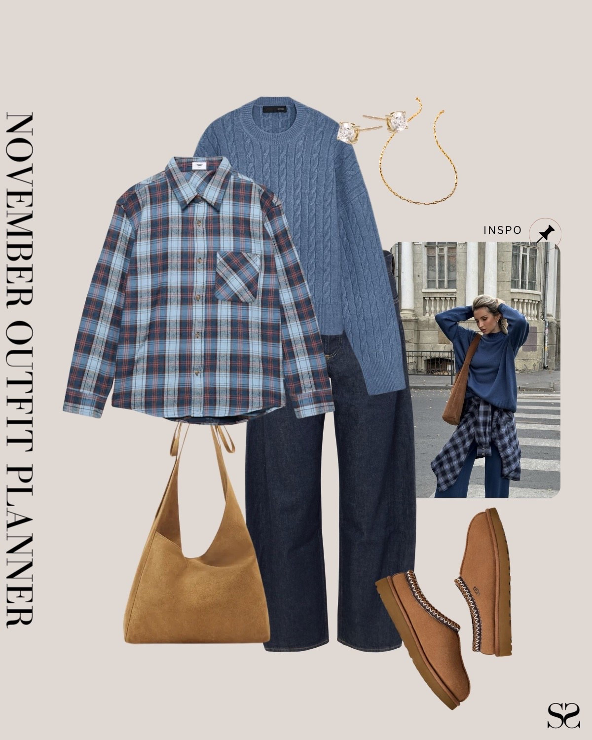 Monthly outfit planner NOVEMBER: Fall outfits | plaid shirt, dark wash jeans, blue sweater, Uggs 

Image inspo credit: Pinterest 

#falloutfit #classicstyle #casualstyle #cozystyle


#LTKSeasonal #LTKStyleTip