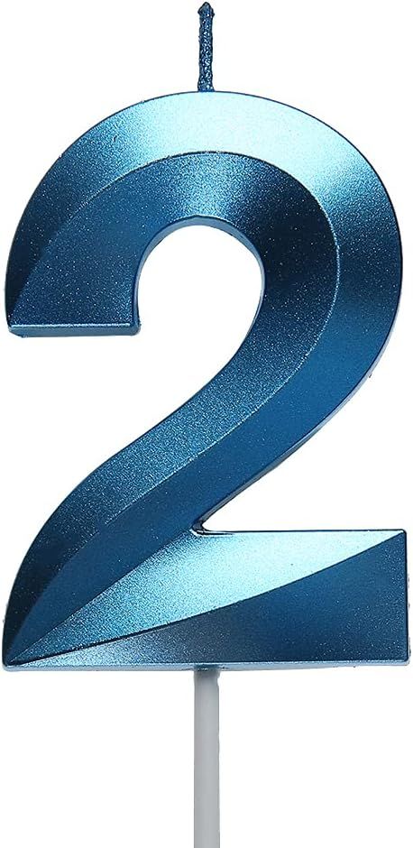 2.76 inch Blue 2 Birthday Candles,3D Number 2nd Cake Topper for Birthday Decorations No 21 22 23 ... | Amazon (US)